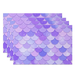 Lofaris Sparkle Purple Mermaid Scales Set Of 4 Placemats