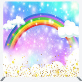 Lofaris Sparkle Rainbow Clouds Birthday Pillow Case Backdrop