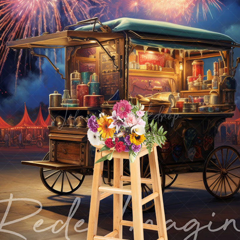Lofaris Sparkle Sky Vending Cart Independence Day Backdrop