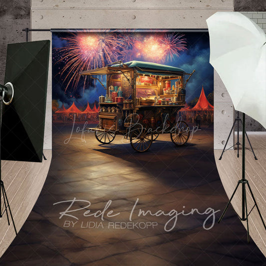 Lofaris Sparkle Sky Vending Cart Independence Day Sweep Backdrop