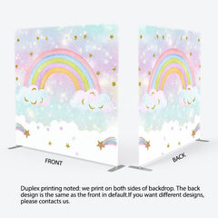 Lofaris Sparkle Stars Rainbow Birthday Pillow Case Backdrop