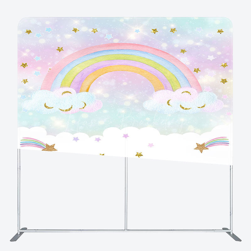 Lofaris Sparkle Stars Rainbow Birthday Pillow Case Backdrop
