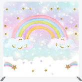 Lofaris Sparkle Stars Rainbow Birthday Pillow Case Backdrop