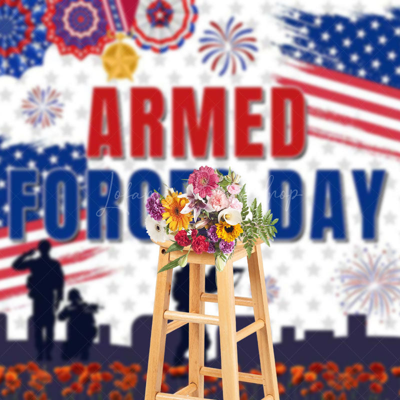 Lofaris Sparkle Usa Flag National Armed Forces Day Backdrop