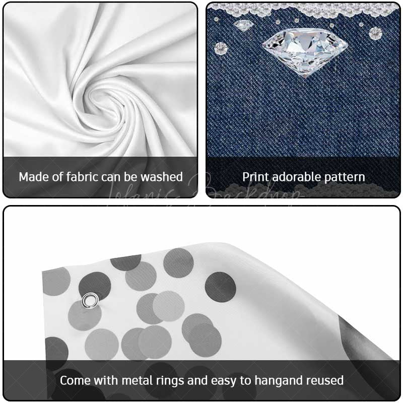 Lofaris Sparkling Diamonds Navy Denim Garage Door Banner