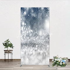 Lofaris Sparkling Silver Blue Snowflake Glitter Rectangle Arch Backdrop Elegant Winter Christmas Party Decor