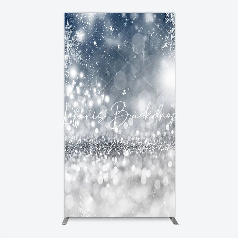 Lofaris Sparkling Silver Blue Snowflake Glitter Rectangle Arch Backdrop Elegant Winter Christmas Party Decor
