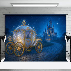 Lofaris Sparkly Princess Carriage Photography Backdrop Fairytale Castle on a Starry Night Cinderella Inspired Birthday