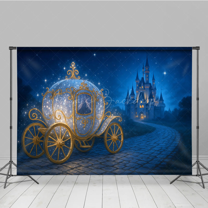 Lofaris Sparkly Princess Carriage Photography Backdrop Fairytale Castle on a Starry Night Cinderella Inspired Birthday