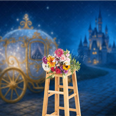 Lofaris Sparkly Princess Carriage Photography Backdrop Fairytale Castle on a Starry Night Cinderella Inspired Birthday