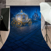 Lofaris Sparkly Princess Carriage Sweep Backdrop Fairytale Castle on a Starry Night Cinderella Inspired Birthday