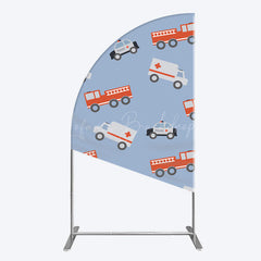 Lofaris Special Vehicle Cartoon Sweet Birthday Half Moon Arch Backdrop