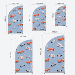 Lofaris Special Vehicle Cartoon Sweet Birthday Half Moon Arch Backdrop