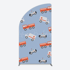 Lofaris Special Vehicle Cartoon Sweet Birthday Half Moon Arch Backdrop