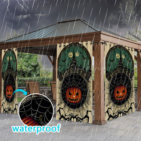 Lofaris Spider Web Castle Waterproof Printed Outdoor Curtains