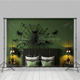 Lofaris Spiderweb Wall Decal Photography Backdrop Green and Black Halloween Headboard Spooky Bedroom Studio Photo Prop