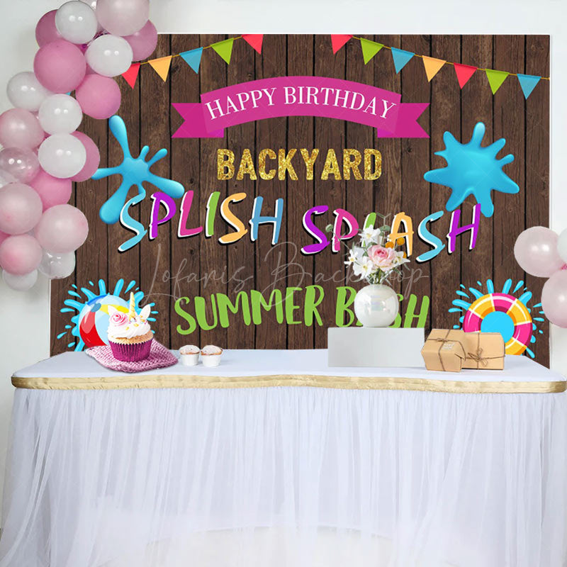 Lofaris Splish Splash Backyard Game Wooden Birthday Backdrop