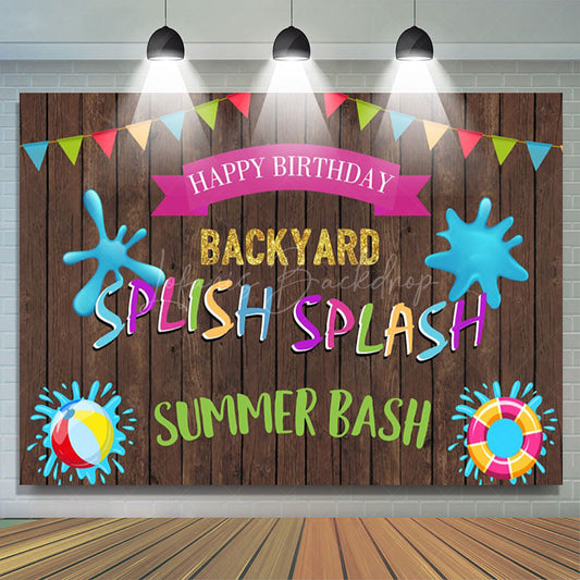 Lofaris Splish Splash Backyard Game Wooden Birthday Backdrop