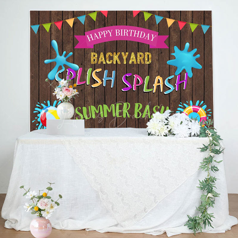 Lofaris Splish Splash Backyard Game Wooden Birthday Backdrop