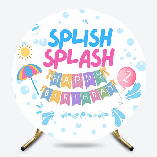Lofaris Splish Splash Bubble 2nd Summer Birthday Round Backdrop