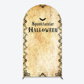 Lofaris Spooktacular Halloween Arch Backdrop Vintage Gothic Border with Bats Old Parchment Paper Themed Party Decor