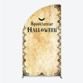 Lofaris Spooktacular Halloween Half Moon Arch Backdrop Vintage Gothic Border with Bats Old Parchment Paper Themed Party Decor