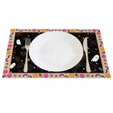 Lofaris Spooky Halloween Bat Skull and Spider Web Set of 4 Placemats for Haunted House Party Decorations