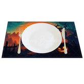 Lofaris Spooky Halloween Bats and Jack-O’-Lantern Set of 4 Placemats for Haunted House Party Holiday Dining
