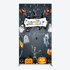 Lofaris Spooky Halloween Birthday Rectangle Backdrop Cute Ghost Skeleton and Pumpkin A Little Boo is Due Party Decor