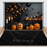 Lofaris Spooky Halloween Fireplace and Floor Combo Set Backdrop Mantel with Jack O’ Lanterns Gothic Studio Photo Prop