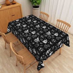 Lofaris Spooky Halloween Rectangle Tablecloth with Skulls and Jack O’ Lanterns for Haunted House Party Dining Decor