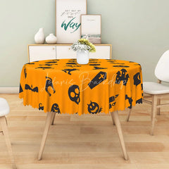 Lofaris Spooky Halloween Round Tablecloth with Ghosts and Jack-O’-Lanterns for Haunted Party Decorations