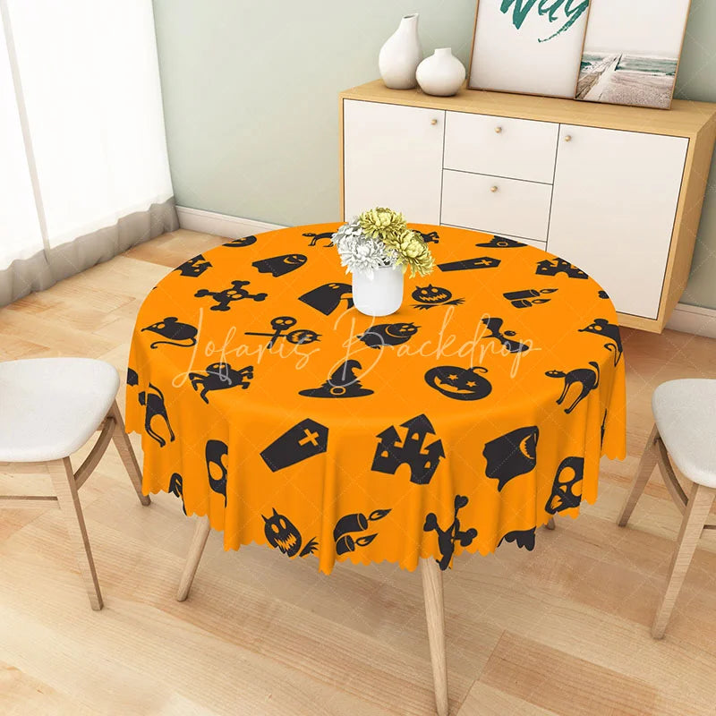 Lofaris Spooky Halloween Round Tablecloth with Ghosts and Jack-O’-Lanterns for Haunted Party Decorations