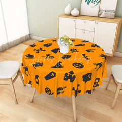 Lofaris Spooky Halloween Round Tablecloth with Ghosts and Jack-O’-Lanterns for Haunted Party Decorations