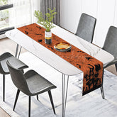 Lofaris Spooky Halloween Table Runner with Spider Bat and Castle Haunted House Vibe Gothic Black Orange Party Decor