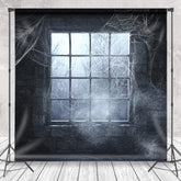 Lofaris Spooky Window with Cobwebs Photography Backdrop Haunted Stone Wall Fog Gothic Halloween Photo Shoots