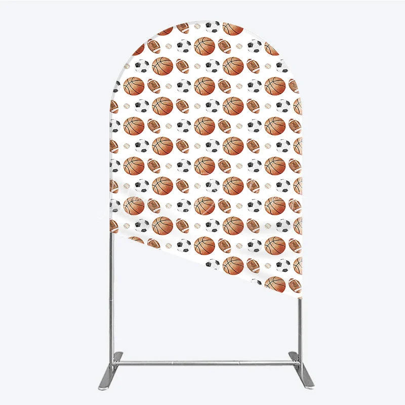 Lofaris Sports Balls Pattern Birthday Arch Backdrop Basketball Football and Soccer All Star Party Background