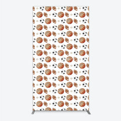 Lofaris Sports Balls Pattern Birthday Rectangle Backdrop Basketball Football and Soccer All Star Party Background