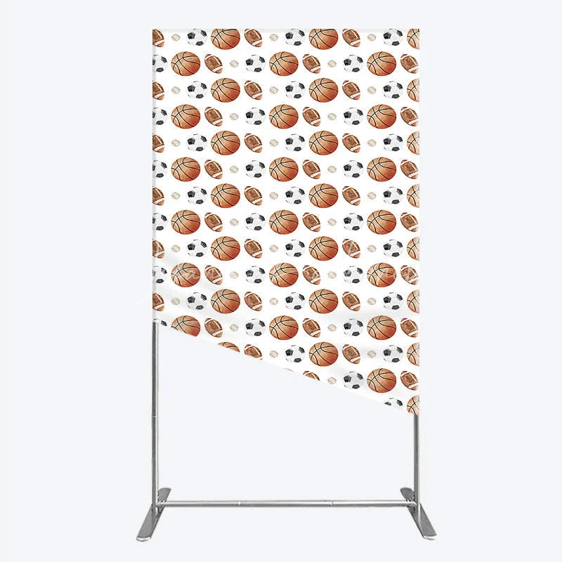 Lofaris Sports Balls Pattern Birthday Rectangle Backdrop Basketball Football and Soccer All Star Party Background