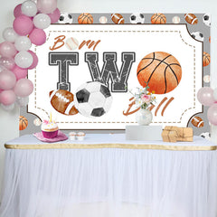 Lofaris Sports Born Two Ball 2nd Birthday Backdrop For Boys