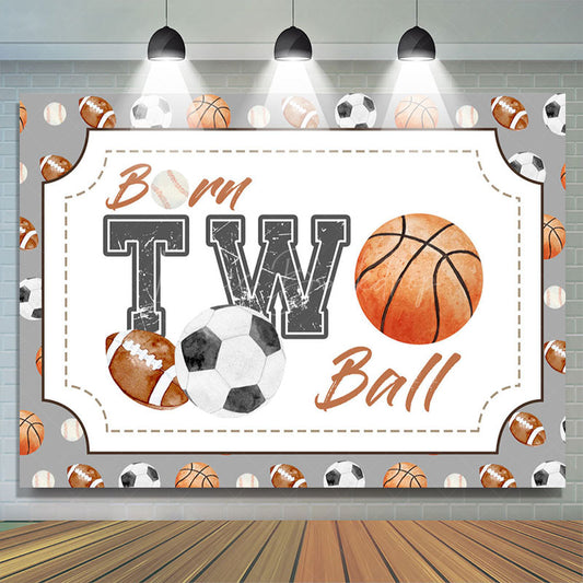 Lofaris Sports Born Two Ball 2nd Birthday Backdrop For Boys