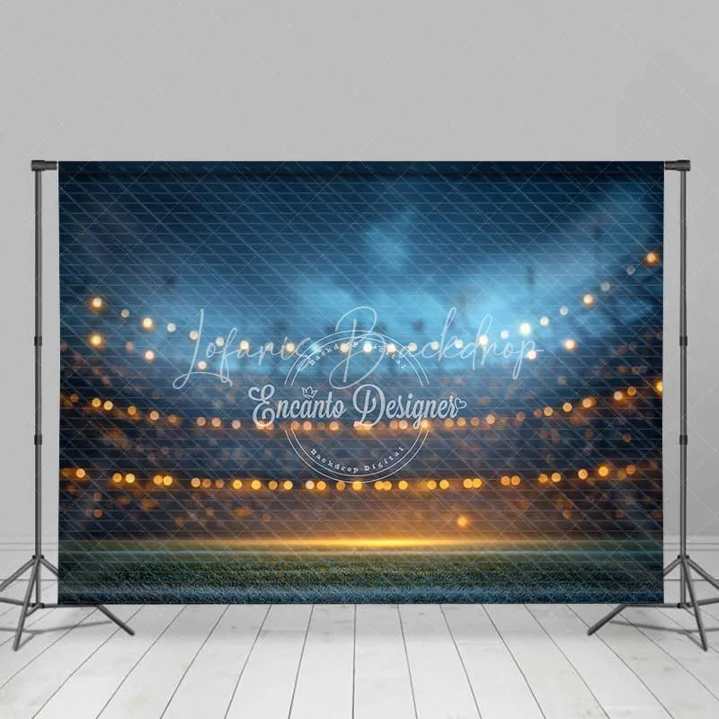 Lofaris Sports Field Night Sky Backdrop Festive String Lights Bokeh Photography Background Game Party Decoration