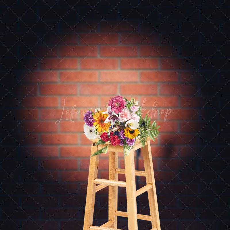 Lofaris Spotlight Microphone Red Brick Wall Photo Backdrop