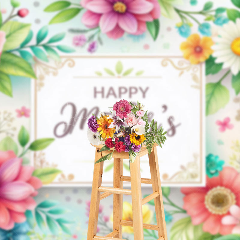 Lofaris Spring Blooming Flowers Happy Mothers Day Backdrop