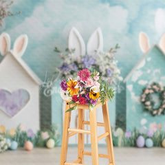 Lofaris Spring Blue Cloud Wall Bunny Hutch Easter Backdrop