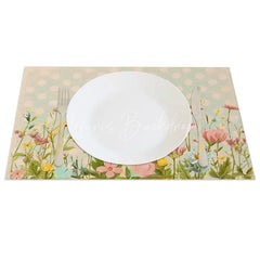 Lofaris Spring Blue Dot Rabbit Set of 4 Placemats Wildflower Easter Bunny Table Mats for Dining Room