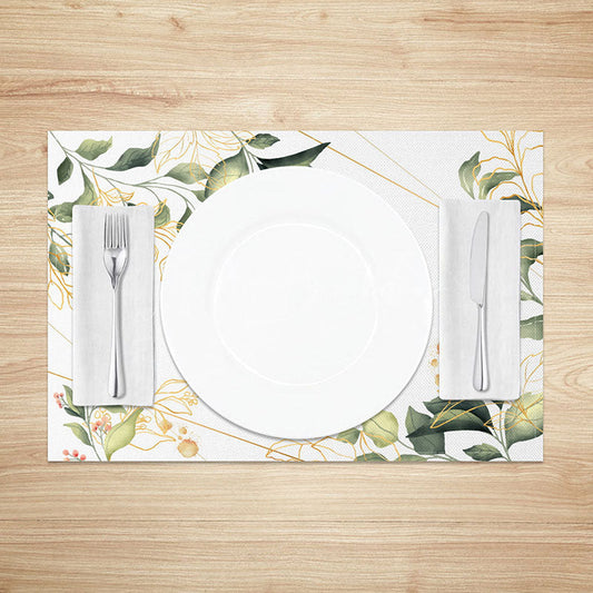Lofaris Spring Boho Leaf Placemats Set of 4 Green and Gold Botanical Design for Elegant Kitchen Table Decor