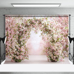 Lofaris Spring Cherry Blossom Arch Photography Backdrop Pink and White Floral Romantic Garden Wedding Photo Background