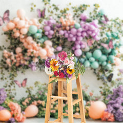 Lofaris Spring Color Balloon Floral Tree Cake Smash Backdrop