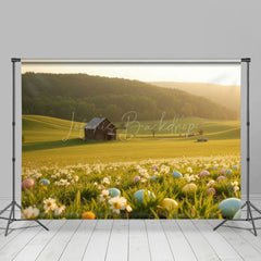 Lofaris Spring Color Eggs Green Easter Country Photo Backdrop